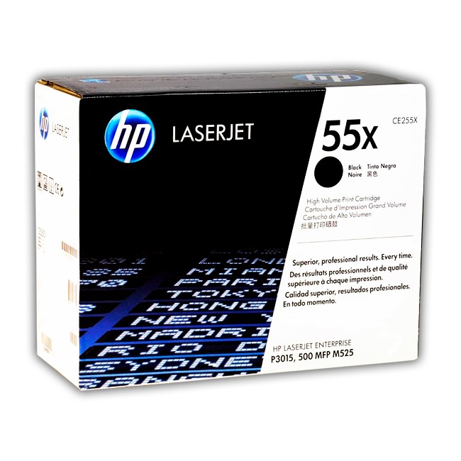 Tóner HP CE255X 55X negro original para LaserJet P3015 P3015dn P3011